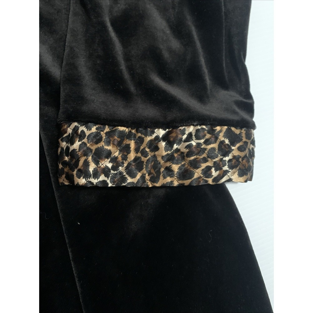 Cinema Etoile Robe Womens 2X Black Animal Print Trim Velvet Velour Maxi Zip - Picture 7 of 14